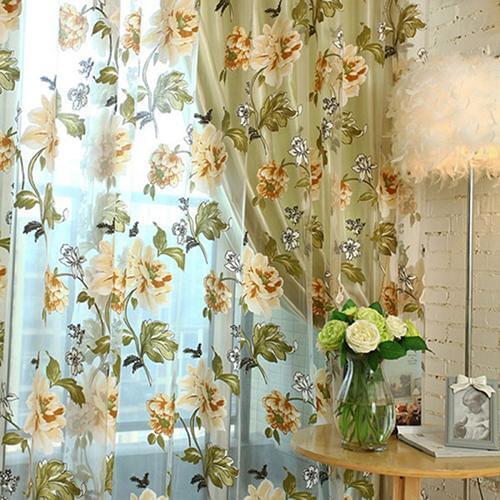 Home Textile Flower Embroidered Chinese Fabric Tulle Sheer 3D Window Curtain