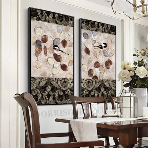 Europe Classic Black Bird Canvas Painting Hallway Wall Art Posters And Prints Corridor Pictures Living Room Home Dining Decor