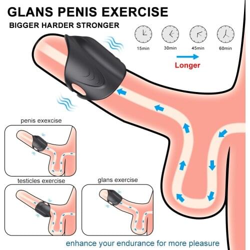 10 Mode Vibrating Penis Massager Ring Dildo Vibrator for Men Chastity Belt Remote Control Testicle Vibrator Sex Toys for Couples