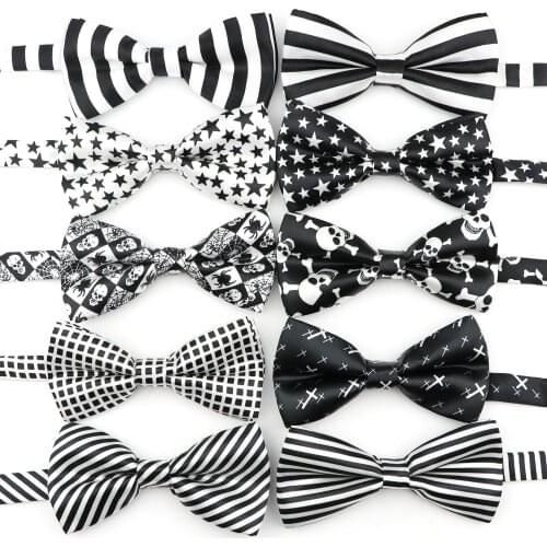 New Arrival Dot Printed Star Skull Striped Plaid Polyester Bow Tie Casual Party Dinner Wedding Design Cute Bowtie Accessory