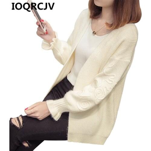 Knitted Cardigan Womens 2019 Spring Autumn Long Sleeve Casual V-Neck Sweater Cardigans Female Loose Jacket Tops Pull Femme R755