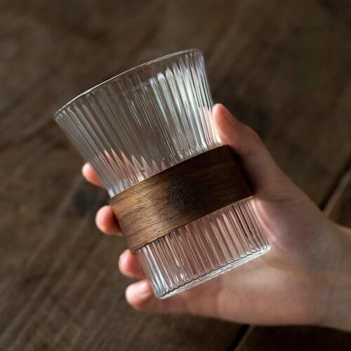 Coffee cup 340ml glass cup Kung Fu beverage cup office home transparent heat-resistant Japanese water cup tea cup ins wind