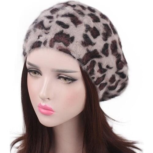 Korea stylish fashion casual animal leopard pattern women winter autumn warm beret LL180878
