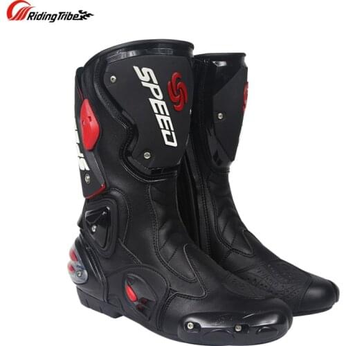 New B1001 Microfiber Leather Motorcycle Boots SPEED Scooter Street Moto Racing Moto Motorbike Motocross Protection Guard Boots