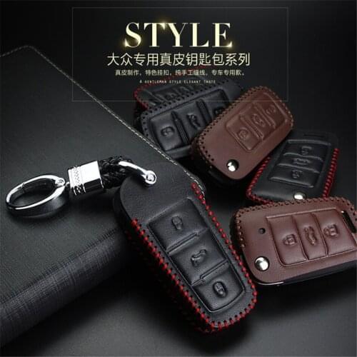 Leather Key case For VW Car Key Cover Case Auto Key Bag Shell holder Car Accessories For Volkswagen Polo Golf Bora Car Styling