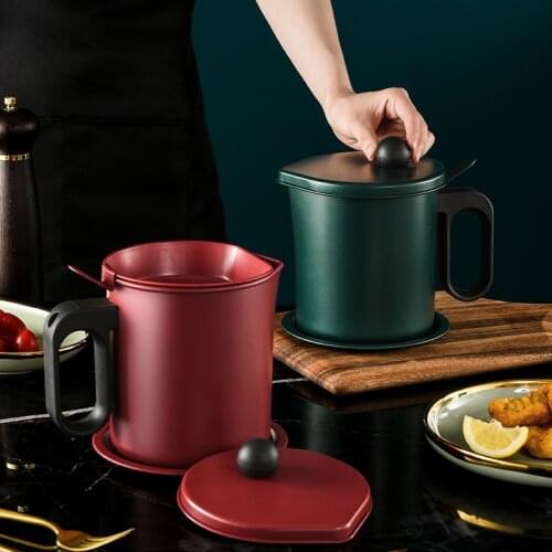 Wonderlife Oil Pot Household Stainless Steel Filter with Lid Oil Bottle Kitchen Oil Filter Lard Residue Oil Storage Tank