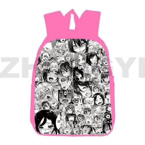 Fashion 3D Cartoon Hentai Bag Pink Anime Senpai Children 12/16 Inch Kawaii Ahegao Backpacks for School Teenagers Girls Women