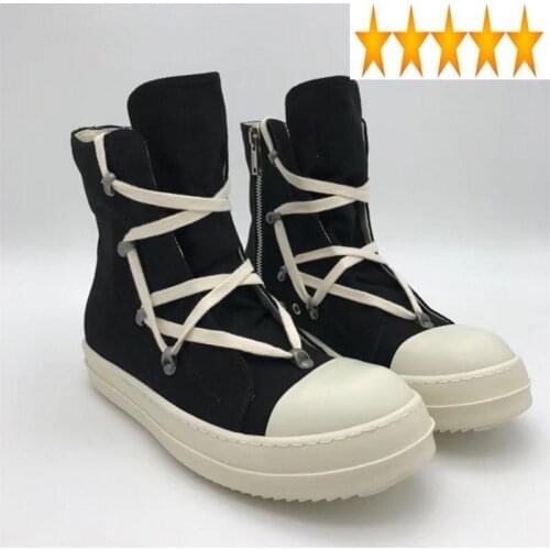 Luxury High-Top Men Canvas Shoes Brand Trainers Casual Ankle Platform Zip Combat Work Army Boots Plus Size Winter Sneakers