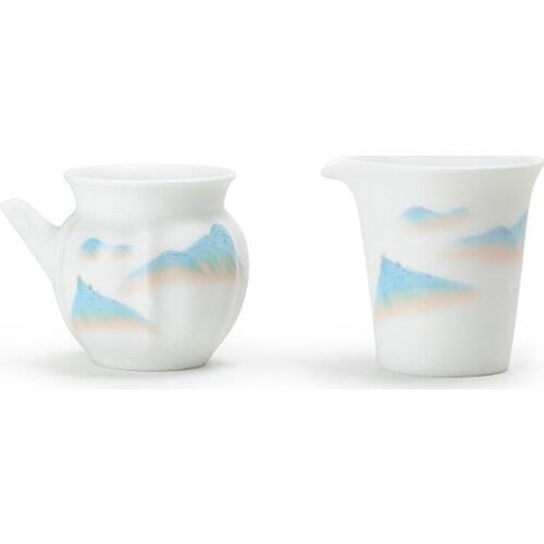 Jade Porcelain Pitcher Painted Ceramic Tea Sea Tea Kung Fu Tea Set Fair Cup Filter Large Male Cup Accessories Tea Set Siteel