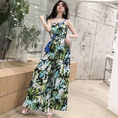 Fashion women new arrival casual comfortable beach jumpsuit vintage temperament party sweet wild trend loose print lovely romper