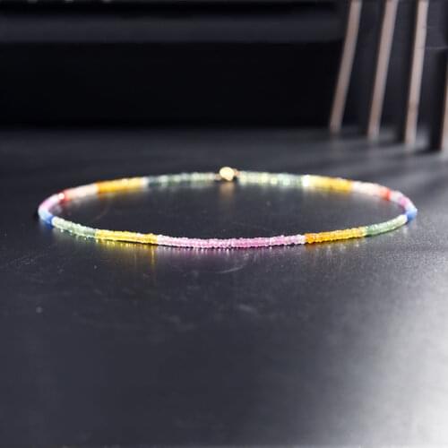 DAIMI Yellow 18K Gold Color Sapphire Genuine Gemstones Necklace Womens day handmade custom design clavicle chain