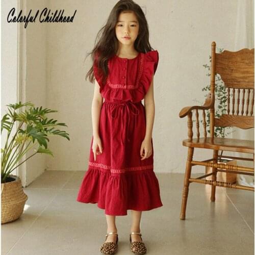 Girls Bohemia style dress Embroidery floral flare sleeve long dress Princess type&party&wedding clothes combed-cotton cozy 4-16Y