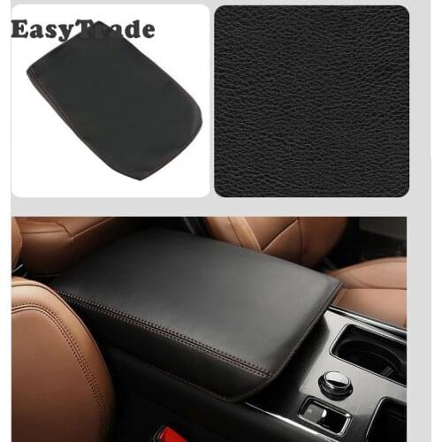 PU Leather Carbon Fiber Car Armrests Storage Box Mats Dust-proof Cushion Cover For Lincoln Aviator 2020 2021 Auto Accessories