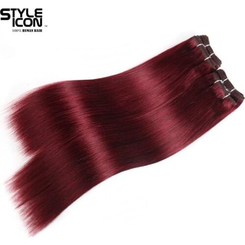 Styleicon Brazilian Yaki Straight Hair 4 Bundles Deal 190G 1 Pack Human Hair Weave Bundles Non Remy Color 99J Hair Extensions