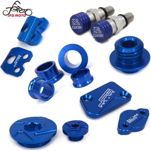 Motorcycle CNC Oil Fill Brake Reservoir Wheel Hub Spacer Bleed screw Front Rear Brake Reservoir Cover For YAMAHA YZ250F YZ450F