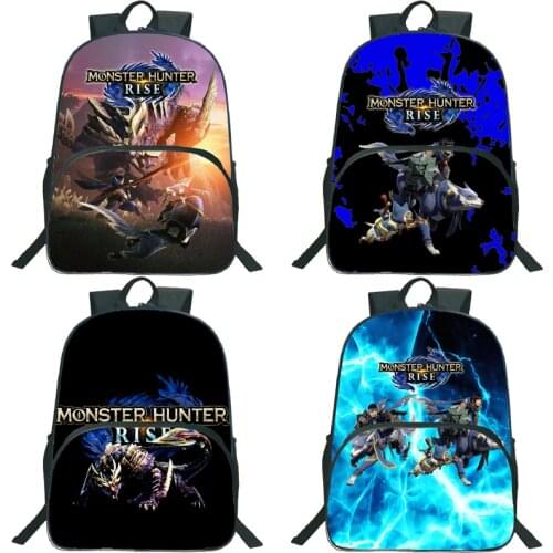 Big Capacity Monster Hunter Rise Students Backpack Children Cartoon Anime School Rucksack Bags Boys Girls Teens Travel Knapsacks