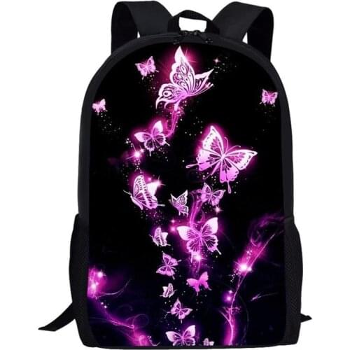 Nopersonality New Girl Schoolbag Butterfly Print Student Bookbag High School Stylish School Bag for Kids Backpack Custom Plecak