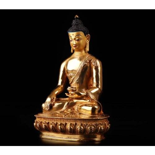 Special Offer 20CM HOME family efficacious Talisman # Buddhism full Gilding Gold-plated Shakyamuni Buddha statue