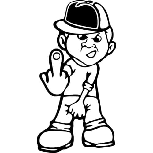 Middle Finger Boy Man Funny Car Sticker Window Vinyl Decal Black/Silver 8.4*16CM T-00034
