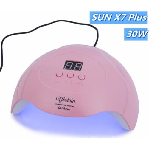 30W SUN X7 Plus Nail Dryer LED UV Lamp Nail Polish Quick Drying LCD Display Nail Dryer 30/60/90s Nail Art Tools Pink Nail Dryer