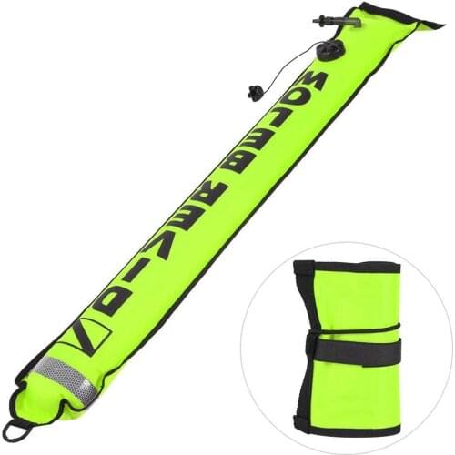 1.2 /1.5/1.8m Reflective Diving SMB Buoy Two-Stage Head Blow Air Mouth Blow 4.5CM Explosion-Proof Valve Scuba Diving Equipment