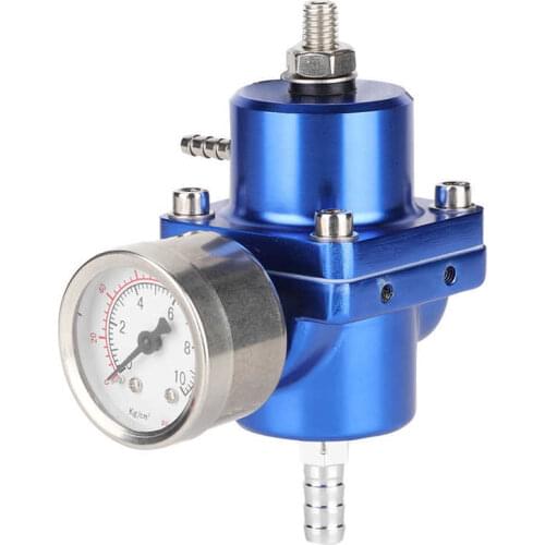 Aluminum Alloy Universal FPR Fuel Pressure Regulator with Gauge Hose 0-140psi Adjustable