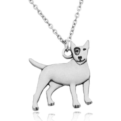 Vintage Silver Color Stainless Steel Long Chains Blslterrier Pendant Dog Necklace Bull Terrier Necklaces For Women Men Jewelry