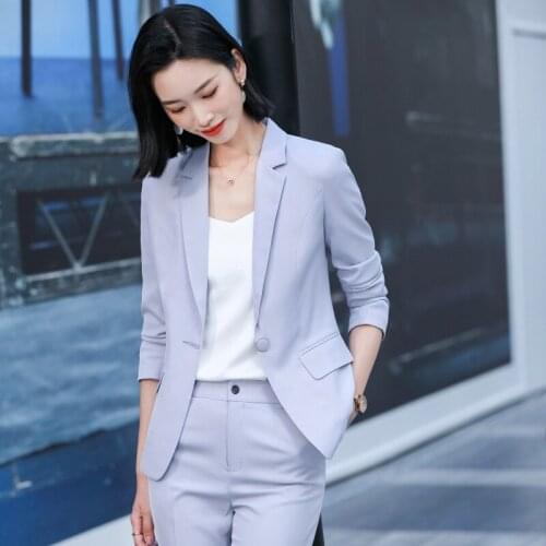 High Quality Fabric Spring Summer Women Formal Business Suits Uniform Designs Pantsuits Professional Business Work Wear Blazers