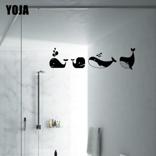 YOJA 7x26.8CM（One Group）Childrens Room Decoration Cute Whale Wall Sticker Bathroom Shower Decals G2-0531