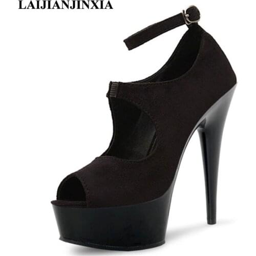 LAIJIANJINXIA Sexy New Summer 15cm High Heels Wedding Party Dress Women Pole Dance Shoes Sandals Dancing Shoes