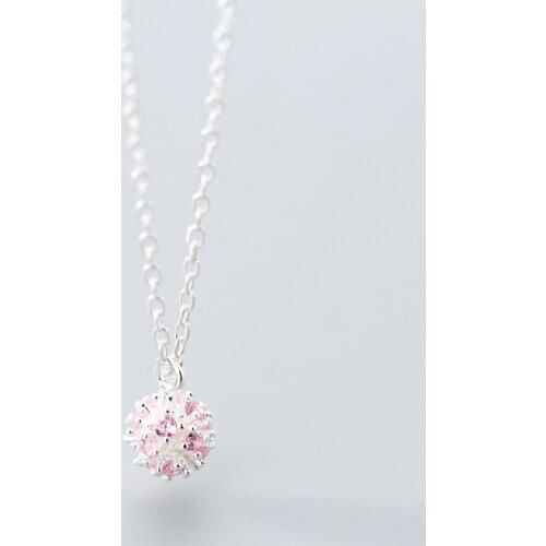 MloveAcc Authentic 100% 925 Sterling Silver Ball Pendant Necklace Cute CZ Ball Neckalces for Women