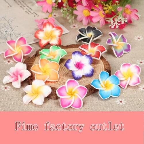 10pcs/lot 30mm Handmade Polymer Clay Plumeria Unfinished Flower Beads For Fashion Necklace Brooch Headwear Jewelry Supplies