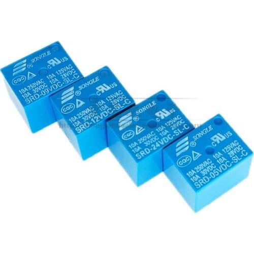 10pcs/lot 5 feet SRD-05V/12V/09V/24VDC-SL-C Songle relay 5 feet 10A high current