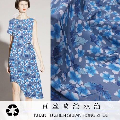 114CM * 50CM Thickness 16 M / M Summer 100 % Mulberry Silk Digital Printing Crepe -De-Chine Silk Fabric Breathable Clothing