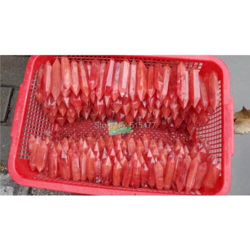 2.2lb(1000g) PRETTY RED CLEAR SMELT QUARTZ CRYSTAL DT WAND POINT HEALING