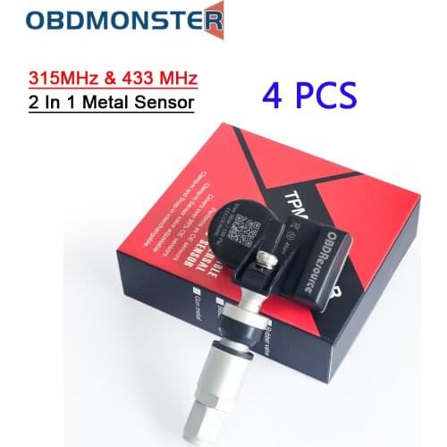 OBDResource S2 Universal TPMS Sensor 315 433 MHz 2 In 1 OE-Level Programmable Tire Pressure Sensors Cloneable work with T1 T2