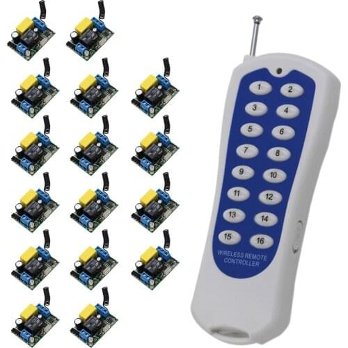 AC 220V 433Mhz Wireless Remote Control Switch Remote Switch System 1CH Relay Module Receiver With 16CH Transmittter Smart Home