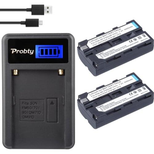 PROBTY NP-F550 NPF550 Camera Battery + LCD Charger For SONY GV-D200 D800 CCD-SC55 TR818 TR910 TR917 TRV75 PM090 MVC-FD75