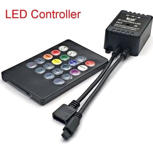 LED Strip Light Accessoires 20key RGB Remote Controller 12V Music IR Controller Black Remote Sound Sensor for RGB LED Strip