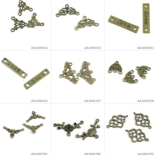 Antique Bronze Tone Jewelry Making Charms Tassel Connector 3 Strand Reducer LOVE Love Sign Bracelet Pendant Necklace