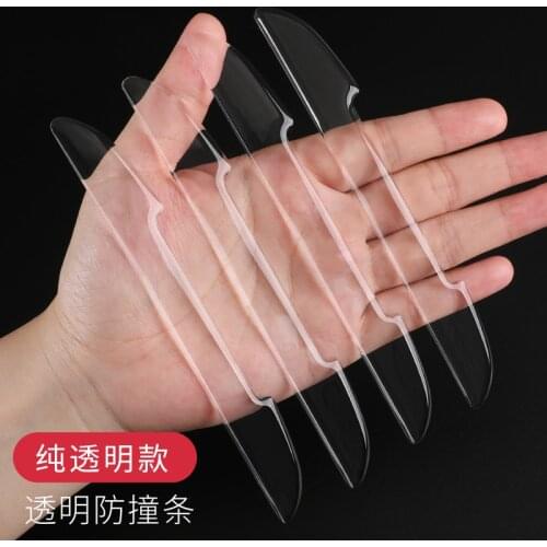4PCS Automobile Door Modified Anti-collision Strip Affixed With Transparent Carbon Fiber Scratch-proof Decorative Strip Car Door