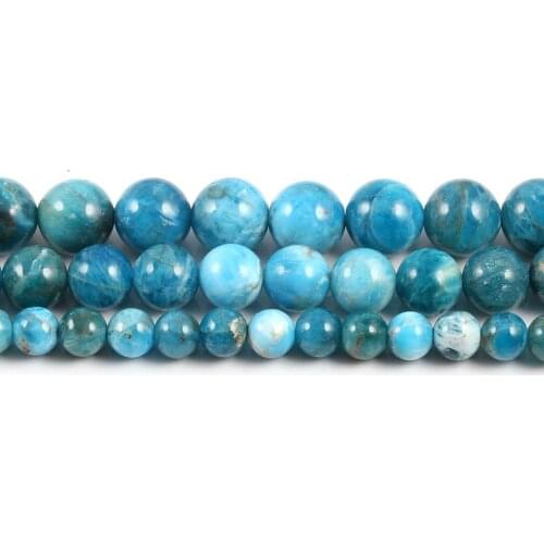 Natural Stone Beads Round Blue Apatite Stone Beads Loose Spacer Beaded For jewelry making DIY Necklace Bracelet Accessories