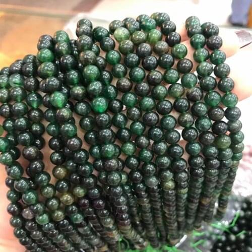 Natural Green Euchlorite/ Kmaite Stone Beads 6/8/10/12mm Round Loose Green Mica DIY Bracelet Jewrlry Making Strand 15