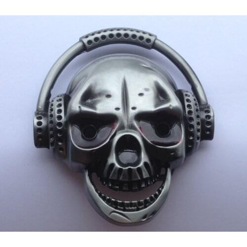Skull of musical belt buckle with pewter finish JF-BY58 suitable for 4cm wideth belt with continous stock