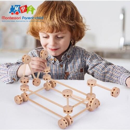 Kids Diy Jenga Wooden Toys Insert Bead Tent Castle Building Blocks 60 Pieces Of Childrens Wooden Constructor Educational Toys