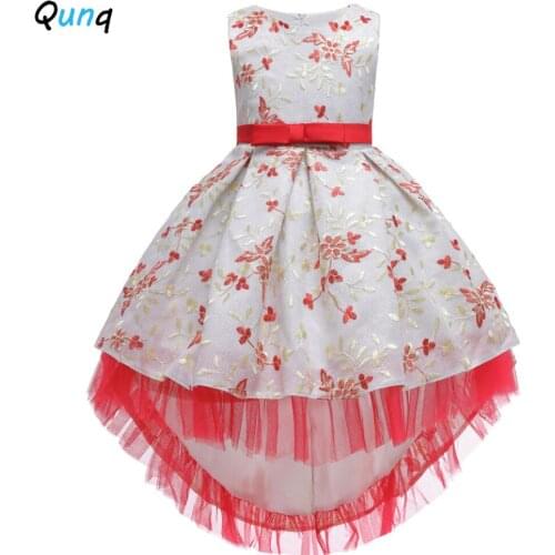 Flower Embroidery Kids Dresses for Performance 2021 New Summer High Quality Toddler Children Princess Costume Teen Girls Clothes