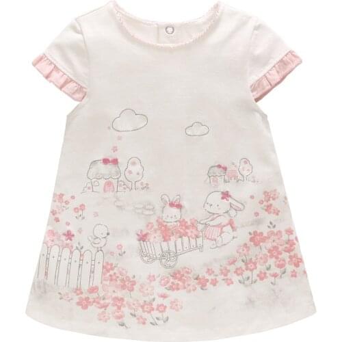 Vlinder 2018 New Fashion Baby Girls Summer Cute Dresses cartoon pattern flower printing Newborn Short Sleeves Infant Dresses