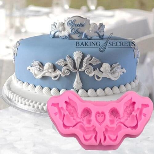 DIY European Relief Angel Dry Pace Silicone Molds Wedding Cake Border Fondant Cake Decorating Chocolate Clay Molds