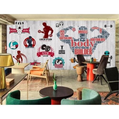 Custom photo wallpaper for walls 3d mural Modern wooden plank retro sports fitness club image wall background wall papers decor