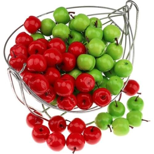 Gresorth 100pcs Artificial Green & Red Apples Fake Fruit Apple Home Party Christmas Tree DIY Decoration Model